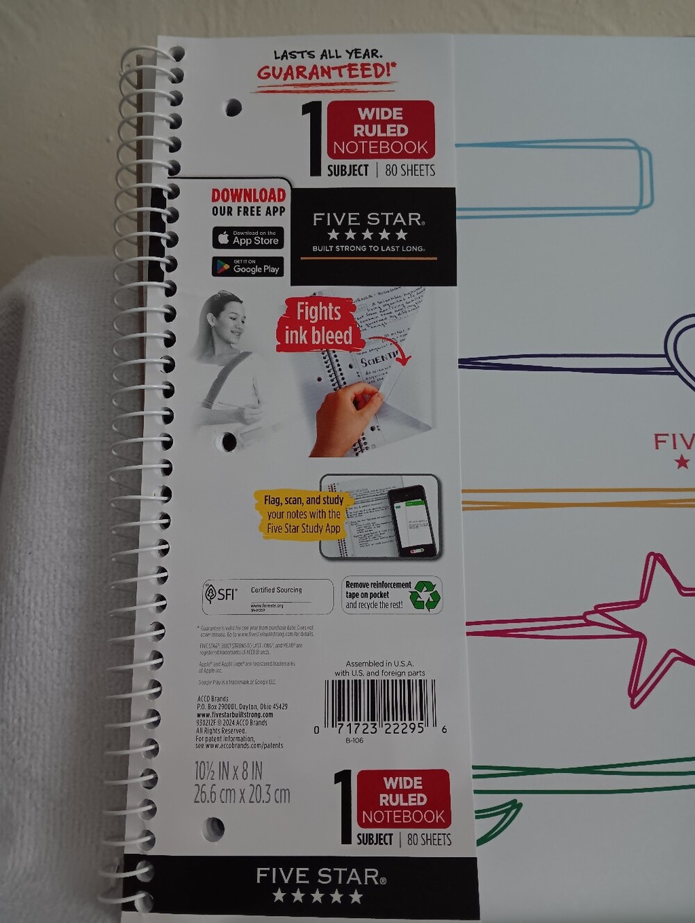 Five-Star 1 Subject Hearts & Stars Notebook - Picture 4 of 7